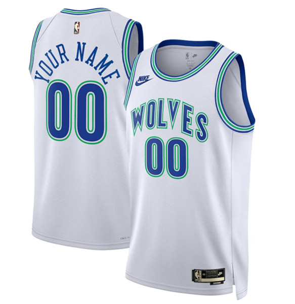 Mens Minnesota Timberwolves Active Player Custom White 2023-24 Classic Edition Stitched Jersey